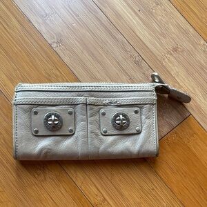 Marc Jacobs Beige Leather Wallet with Silver Accents